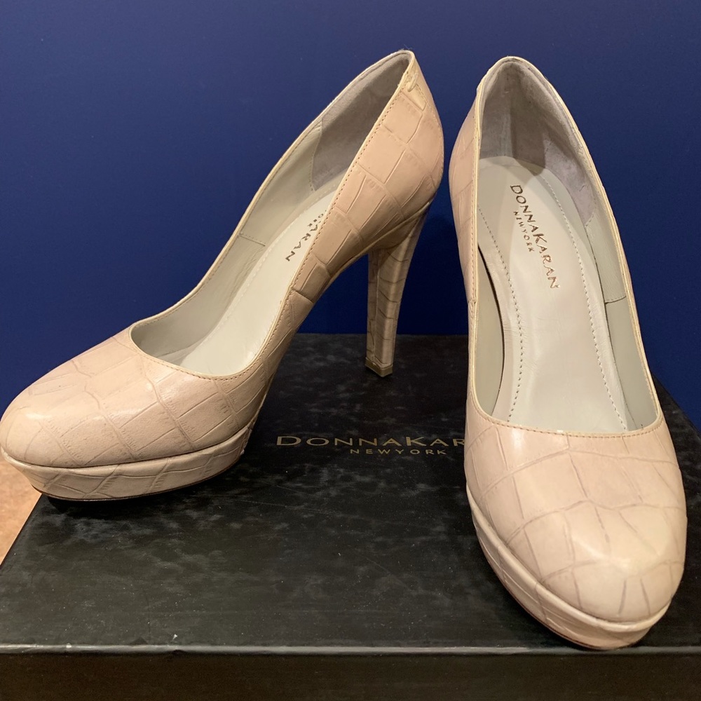 Donna Karan NY croc platform pumps